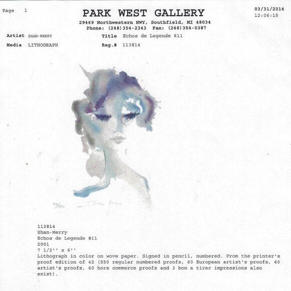 "Echos de Legende #11" by Shan-Merry Lithograph - Picture 7 of 7